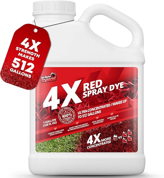 4X Red Spray Dye, Ultra Concentrated Formula for Accurate Coverage, 1 Gal