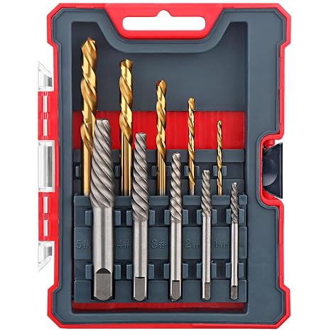 Hi-Spec Screw Extractor & HSS Drill Bit Set for Broken Screws & Bolts