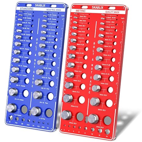64 Nut and Screw Thread Tester, 26 Standard and 26 Metric Bolt Tester and 12 Bit Gauge, Screw Size and Thread Gauge, Screw Identification Gauge and