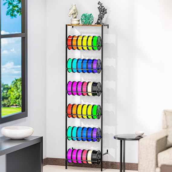 Wall Mount 3D Printer Filament Storage Rack, 6 Tier Filament Spool Holder