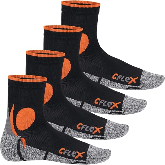 CFLEX Women's and Men's Running Functional Socks (4 Pairs) Running Socks