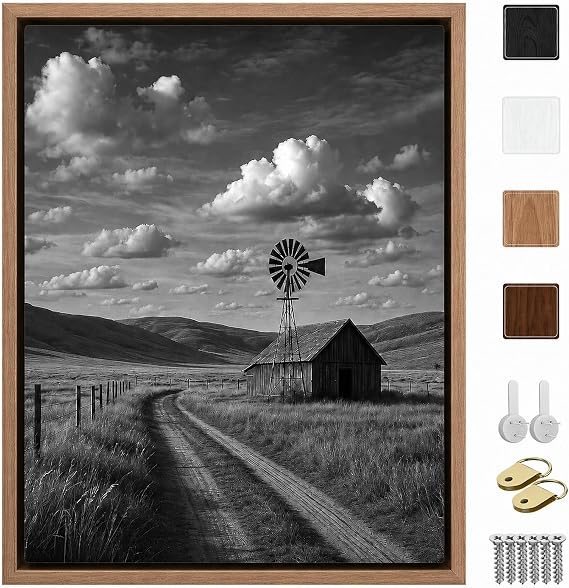 Canvas Floater Frame for 1”–1.25”Deep Gallery Wrapped Canvas, Wood-Look Floating Frame Wall Artwork for Oil Paintings, Gallery Bedroom, Living Room, Studio, Made in USA (Light Oak,12x16)