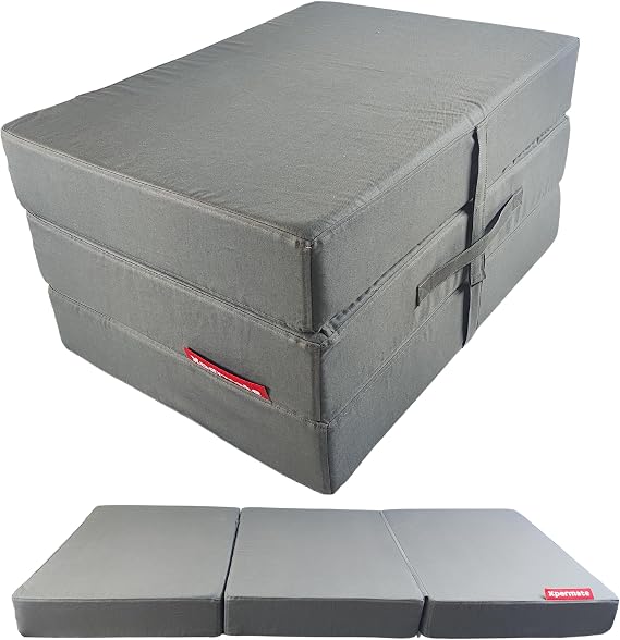 XPERMATE MaxiSafe Pro Construction Site Bed 80x180 cm Zipper Worker Bed Sponge Bed Anthracite (80 x 180 x 14 cm)
