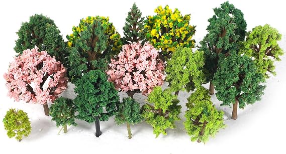 30PCS Mixed Model Trees, Miniature Trees Railroad Architecture Fake Tree for DIY Crafts Natural Green Diorama Scenery Landscape Building Model