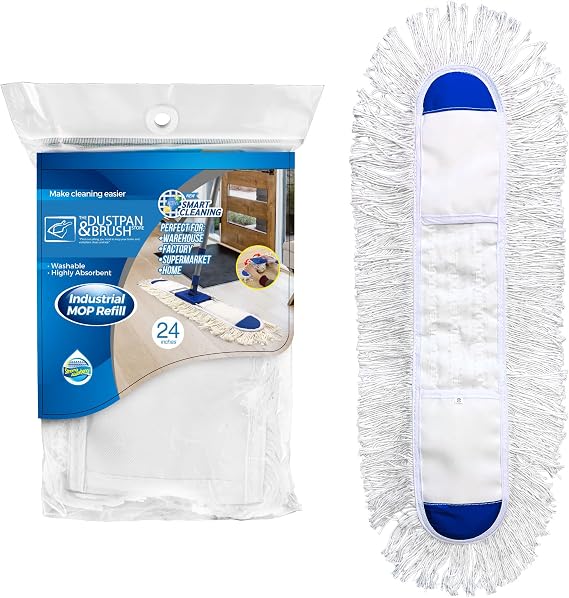 60cm Large Flat Mop Head Refill Only, Industrial Mop Floor Duster, 60cm x 26cm Absorbent Cotton Floor Mop Pad, Dust Mop Floor Sweeper for Warehouse, Hotel, and Home Cleaning