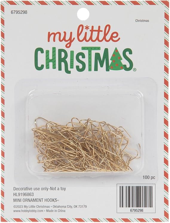 Christmas Tree Ornament Hooks - Hanging Hardware - 1 Inch - 100 Pieces (Gold)
