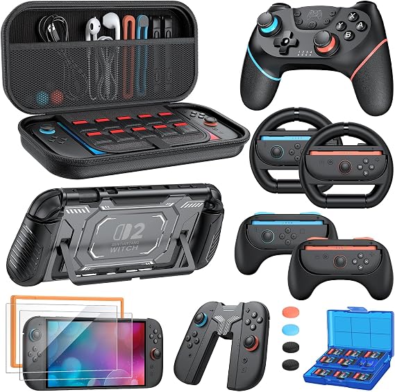 Switch 2 Pro Controller Accessories Bundle for Nintendo, 17-in-1 Kit