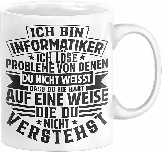 Trendation Computer Scientist Gift Mug Programmer Coder Hardware Informatics IT I Solve Problems (White)
