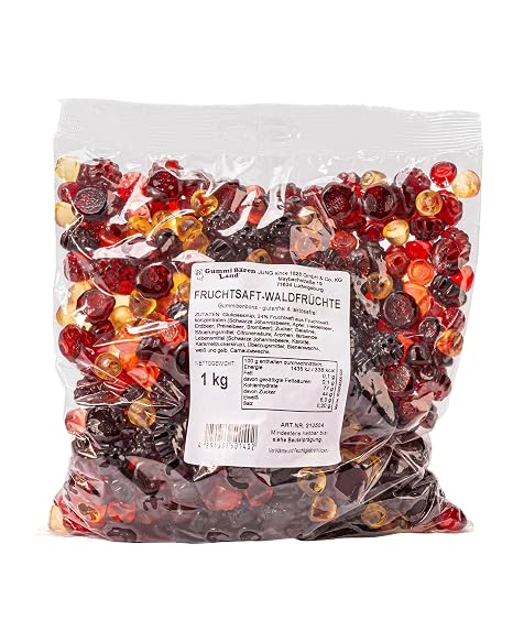 Gummi Bären Land Fruit Gum - Fruit Juice Forest Fruits 1 kg Bag Gluten Free Lactose Free Fruity Forest Fruit Variant