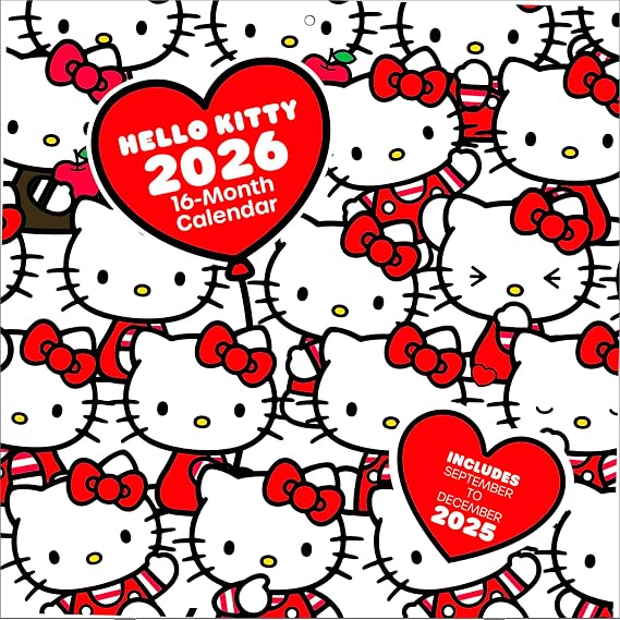 Pyramid International HELLO KITTY 2026 Square Wall Calendar – Official 16-Month Sanrio Calendar Featuring Cute & Colourful Designs – Kawaii Gift for Girls, Teens & Collectors