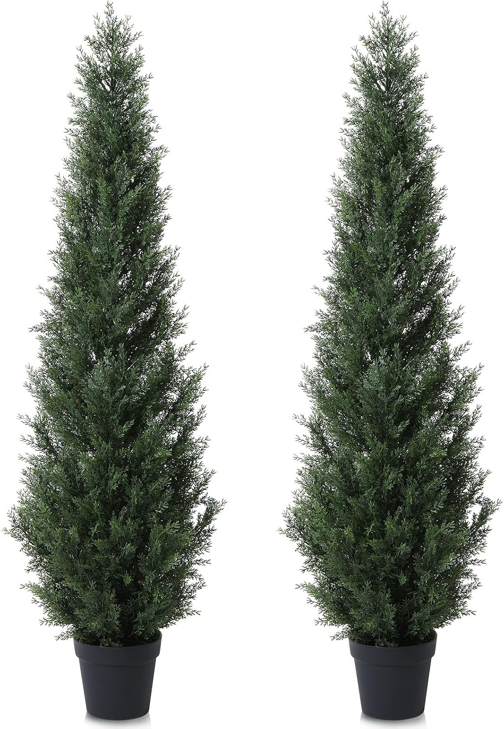 CROSOFMI Artificial Plants Outdoor 155 cm Fake Cedar Tree Large Faux Plants With Plastics Pots for Garden Front Porch Decoration 2 Pack