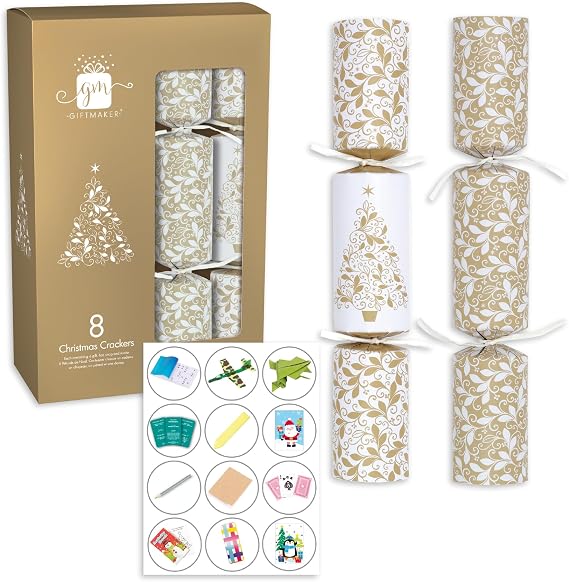 Giftmaker Cream & Gold Crackers, 12 inch, Pack of 8