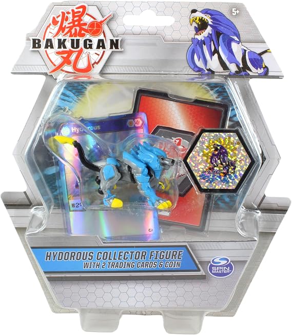 BAKUGAN Collector Figures With 2 Trading Cards & Collectors Coin - Hydorous Dark Blue