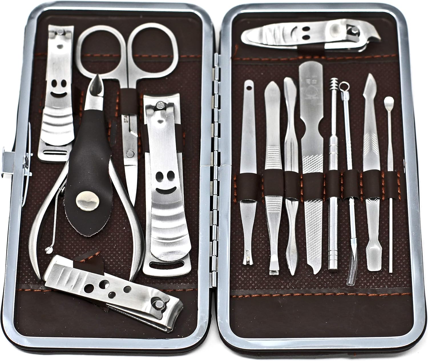 Inge Leather Manicure Set 14 Pieces Stainless Steel Nail Kit