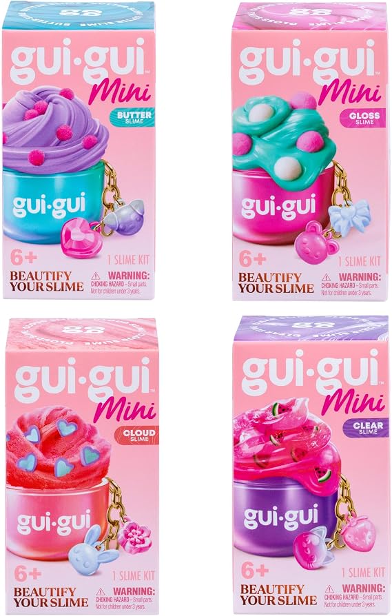Gui Gui ミニ 4パック バンドル スライムキット、キーチェーン、香り付きスライム 子供用 6歳以上