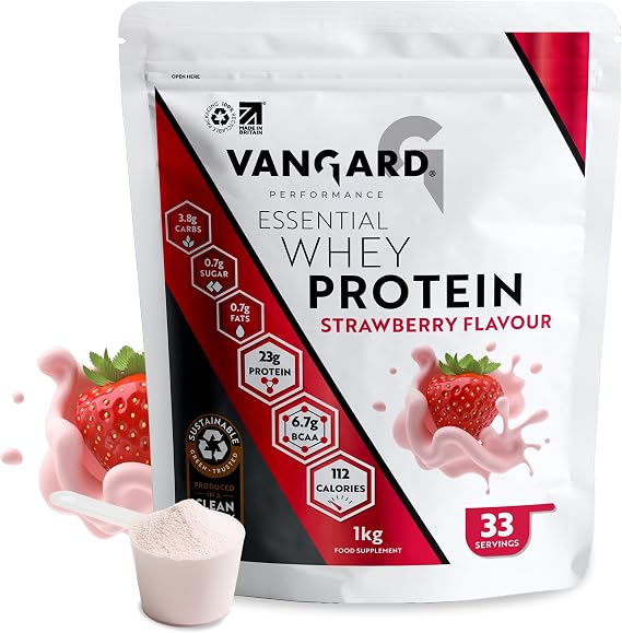 Whey Protein Powder Strawberry Flavour 1kg, 32 Servings