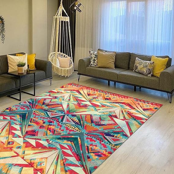Latte Dizayn Aron Desenli Kadife Pamuk Tabanlı Yıkanabilen Kaydırmaz Antibakteriyel Salon Halısı 160x230