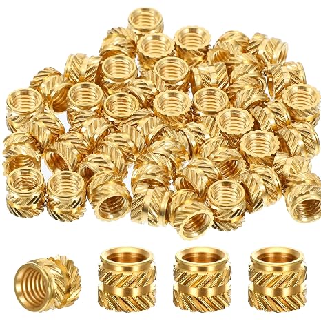 50 Pcs M5 Threaded Insert, Brass Threaded M5 Heat Inserts, Heat Inserts for 3D Printing Components and Plastic Parts (M5x6x7mm)