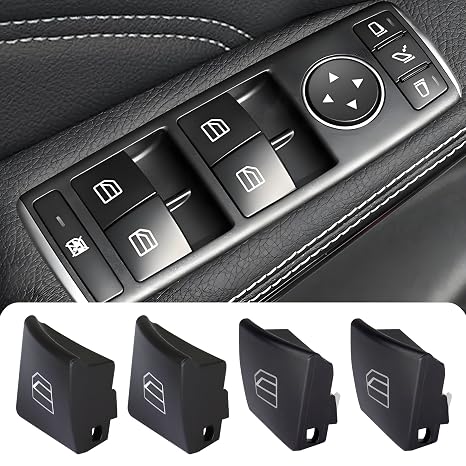 4pcs Front Driver Window Switch Button Cap for Mercedes Benz W204 C-Class W212 C180 C200 C220 C250 C300 C350 C63 AMG E200 E220 E250 E350 E50 E50 00 E6 3 W166 X166 RaplaceA2049055402