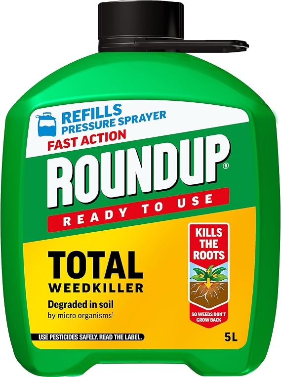 Roundup Fast Action Total Weedkiller Refill – 5 Litre – Glyphosate-Based Garden Weed Control – Kills Roots for Long-Lasting Results