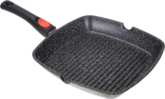 Kamberg Grill pan 28 x 28 cm, removable handle, cast aluminium, non-stick stone coating, all fires, including induction, PFOA free