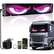MICTUNING Devil Eyes Light, Programmable Matrix Light Panel Flexible Screen Display Animation Devil Eye Message Scrolling Sign, App & Remote Control for Cars, Shop, Bar, Party Festival 60cm X 12cm