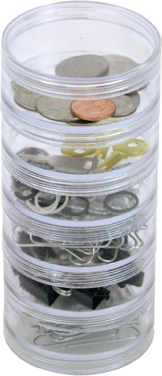CNTB111-6 Storage Stackable Containers 6 For Beads Crafts 2.75" Round