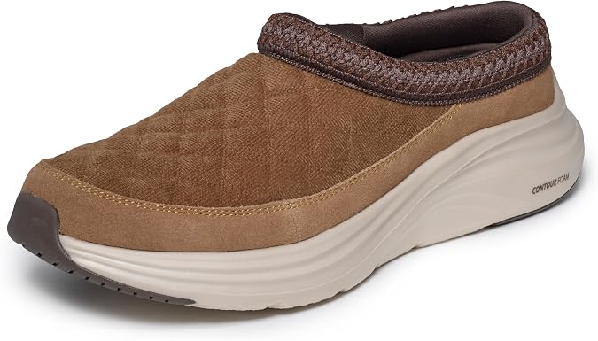 Skechers メンズ コンターフォーム コージーフィット ミュール, チェスナット, 10 Wide