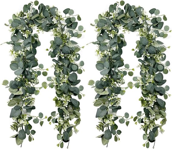 2 Pieces Artificial Garlands Eucalyptus Leaves