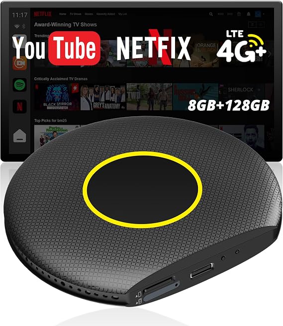 Wireless CarPlay Adapter, 8G+128G | 4G LTE | GPS | Android 13 OS for Magic AI Box, Smart Wireless Android Auto Adapter with AI Assistant, IoT Hub, Bluetooth, Support for YouTube/Netflix