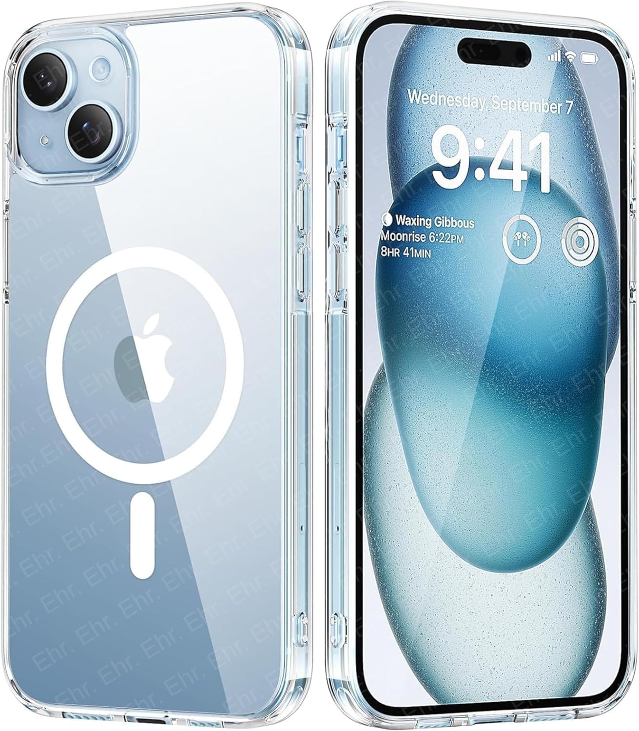 Ehr. iPhone 15 Compatible Camera Protected Rigid Yellowproof Crystal Transparent Case with Magsafe Wireless Charging Feature Transparent, iPhone 15