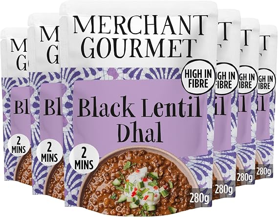 Merchant Gourmet Black Dhal, Vegan Ready Meal, 280 g (6-Pack)