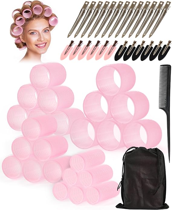Hair Rollers with Clips 50PCS, Rollers for Hair Volume 4 Sizes