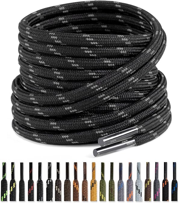 2 Pairs 4.5 mm Round Shoe Laces for Heavy Duty Outdoor Work Boots