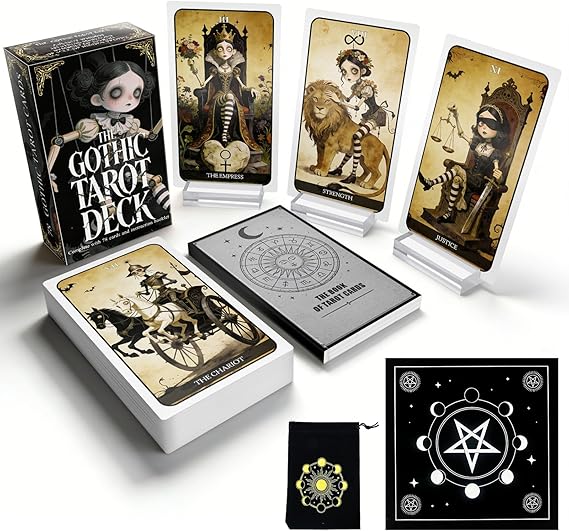 Powerful Gothic Tarot Cards with Guide Book, 78 Dark Aesthetic Tarot Decks