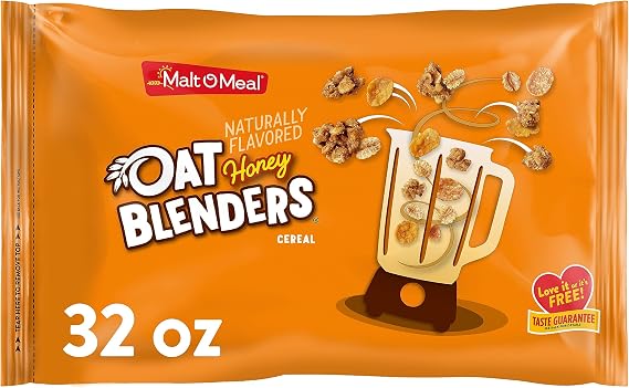 Malt-O-Meal Honey and Oat Blenders Breakfast Cereal, 32 oz Bag | Crunchy Clusters, No Artificial Flavors, Cholesterol Free, And A Convenient Resealable Package For Freshness