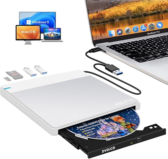 外付けCD/DVDドライブ ノートパソコン Mac用 スリムCDバーナー SD TF USBハブ