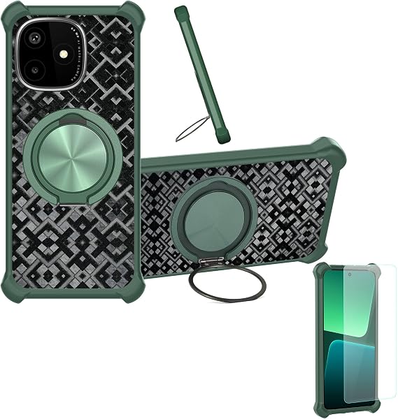 Case Compatible for Lava Play Max Phone Case Cover [with 1* Tempered Glass Screen Protector] Hybrid Case[360°Ring Support, Magnetic] CX-20-LV