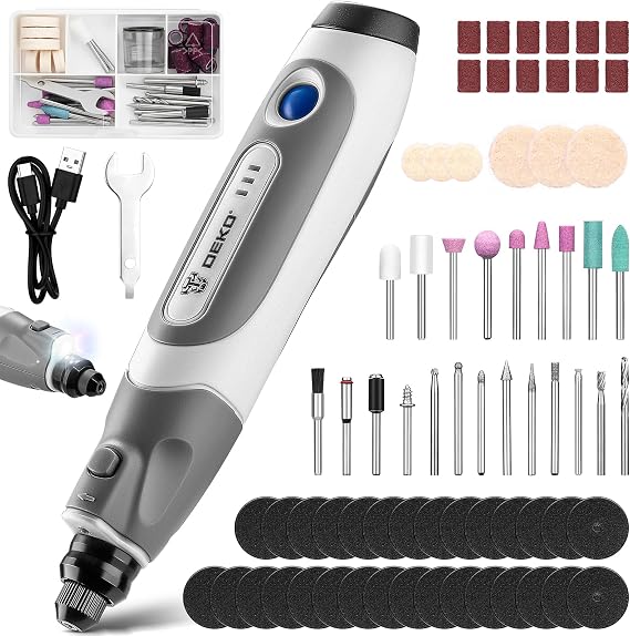 Mini Cordless Rotary Tool:DEKOPRO 3.6V Rotary Tool Variable Speed Display with Type-C Charging, Power Rotary Tool with 70 Accessories for Sanding, Engraving, Polishing, Drilling, Cutting, DIY