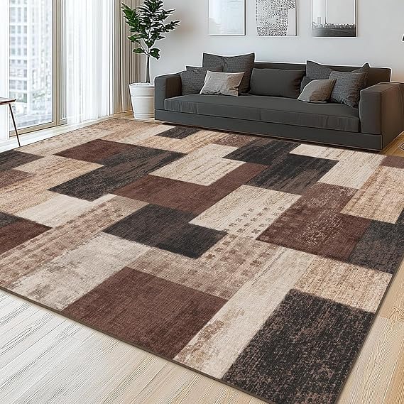 Chocolate Large Washable Modern Area Rugs Living Room, 200x300 cm