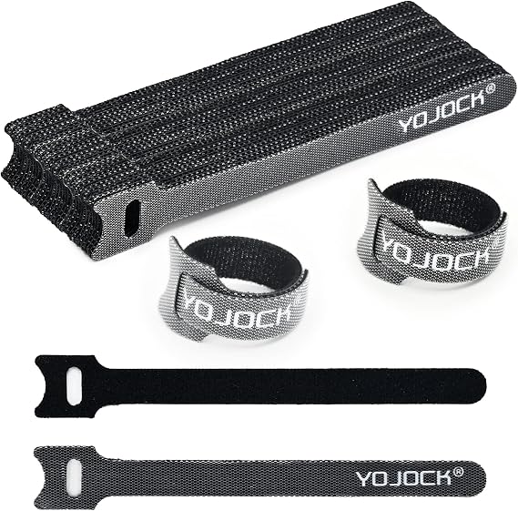 Cable Ties YOJOCK Storage Band for Cable Management Adjustable with Nylon, Reusable Cable Organizer, Freely Cut for Cable Arrangement, Ideal for Data Centers, Cable Organization, 5.9 inches/Black 50