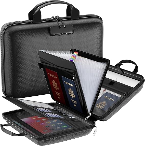 Tamfile Fireproof Document Organiser with Lock, Hard Case Document Box