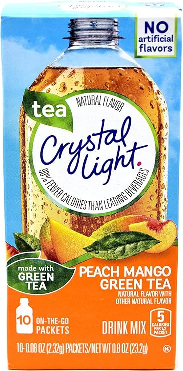 Crystal Light Peach Mango Green Tea On The Go Drink Mix 10 Sachets 23.2g