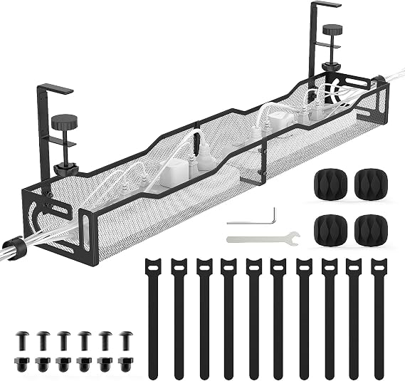 Under Desk Cable Management Tray Back, long 1 pack