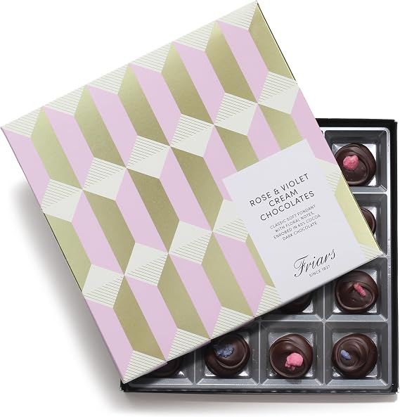 Friars Handmade Chocolate Rose & Violet Creams, Soft Fondant, 16 Box