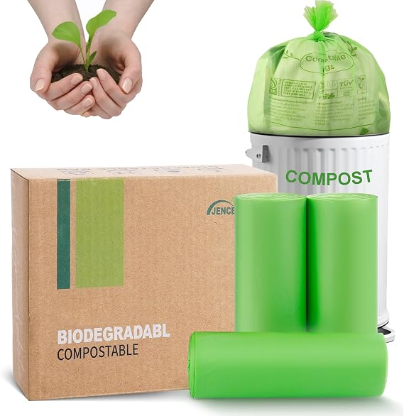 Compostable Bin Liners 20Liter Extra Thick 0.78 Mils Biodegradable Food Waste Bags for Kitchen Bin with EN13432 Europe OK compost HOME Certified Green 45 Couts