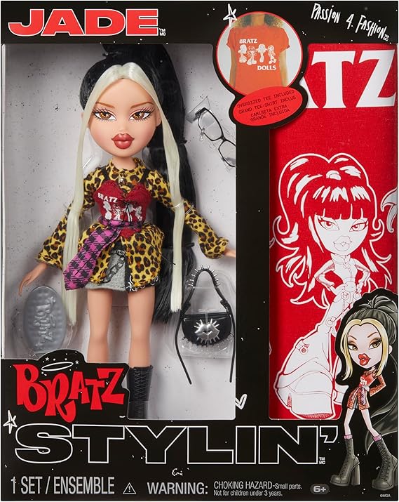 Bratz Stylin' Jade - Fashion Doll with Customisable T-Shirt for You,  with Accessories, Cute Toys for Girls