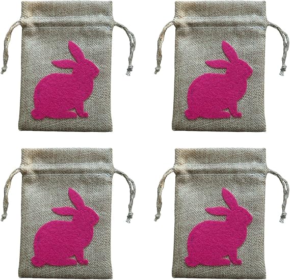 4Pcs Easter Drawstring Gift Bags Line Cloth Candy Packaging Pouch for Biscuits Candy Cookie Party Decoration Drawstring Gift Bags