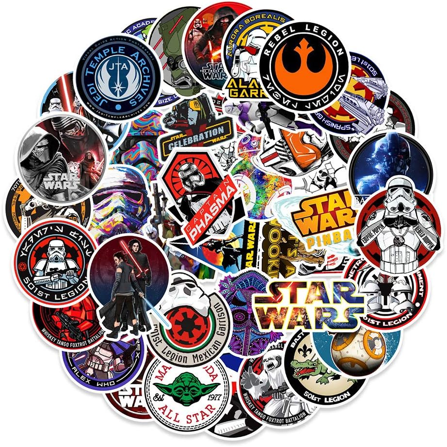 Star War Stickers for Teens Boys Girls Adults, Popular Vinyl Waterproof Stickers for Laptop Flasks Water Bottle Notebook Cup Bike Tablet Car Scrapbook Phone, Trendy Movie Decals Pack[Star War-100Pcs]