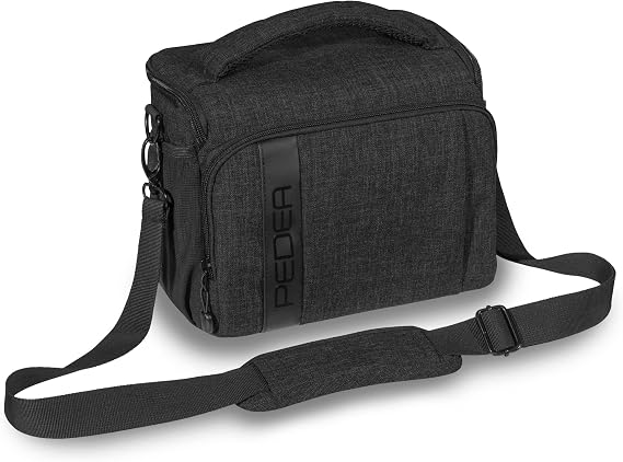 PEDEA DSLR camera bag "Fashion" Camera bag for SLR cameras with waterproof rain cover, carrying strap and accessory compartments, Size XL, black